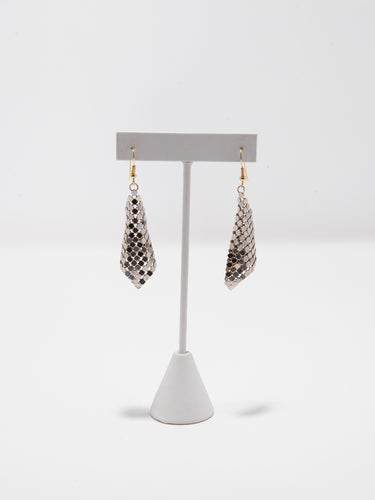 1970's Silver Chainmail Disco Earrings