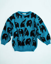 Load image into Gallery viewer, 1980's Blue and Black Elephant Jacquard Knit Sweater