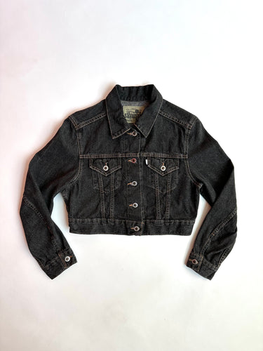 1990's Levi's Silver Tab Cropped Black Jean Jacket