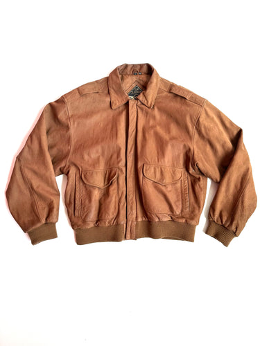 Chestnut Brown Leather Bomber