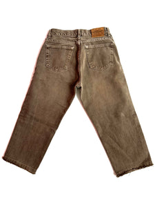 1990's Cropped Faded Brown Straight Leg Jeans