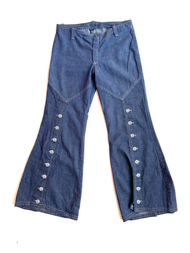 1960's Nautical Dark Denim Flare Pants