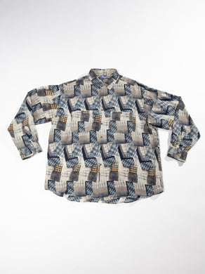 1990's Todays News Silk Button Up