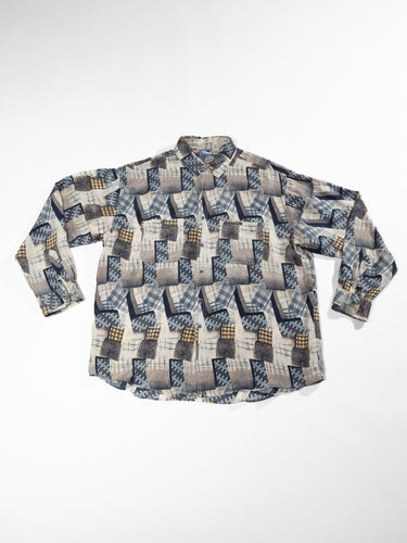 1990's Todays News Silk Button Up