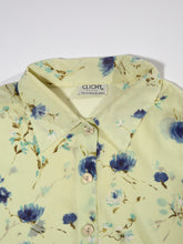 Load image into Gallery viewer, 1990&#39;s pale Chartreuse Sheer Floral Blouse