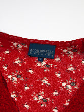 Load image into Gallery viewer, 2000&#39;s Red Floral and Lace Sheer Tie-Up Cardigan
