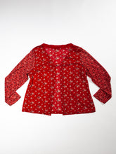 Load image into Gallery viewer, 2000&#39;s Red Floral and Lace Sheer Tie-Up Cardigan