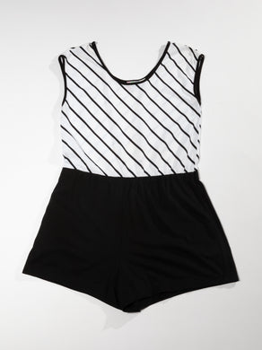1980's Black and White Stripe Romper