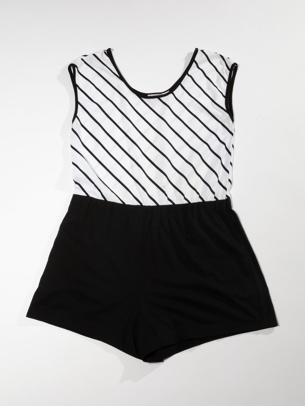 1980's Black and White Stripe Romper