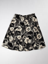 Load image into Gallery viewer, 1990&#39;s Graphic B&amp;W Floral Rayon Skirt