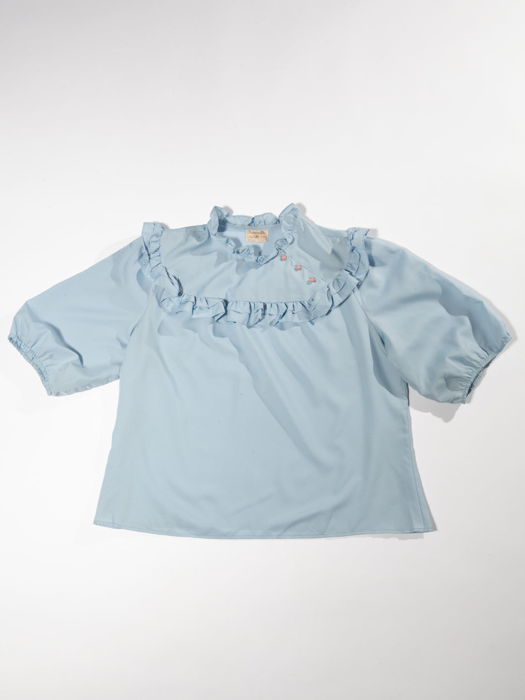 1980's Baby Blue Frilly Blouse