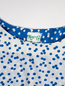 1980's Blue and White Polka Dot Cotton Dress