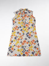Load image into Gallery viewer, 1960&#39;s Cotton Geometric Collared Sleeveless Dress