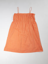 Load image into Gallery viewer, 1970&#39;s Gingham Smocked Orange and White Sleeveless Babydoll Dress
