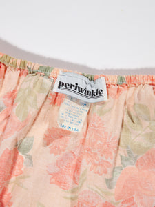1980's Floral Coral Cotton Dress