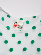Load image into Gallery viewer, 1980&#39;s Deadstock White and Green Polka Dot Top