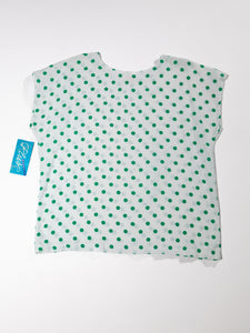 1980's Deadstock White and Green Polka Dot Top
