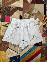 Load image into Gallery viewer, Sweet Juju White Crochet Sheer Linen Shorts