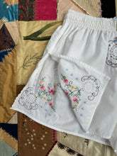 Load image into Gallery viewer, Sweet Juju White and Rainbow Flower Cross-Stitch Cotton Shorts