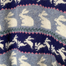 Load image into Gallery viewer, 1980&#39;s Bunny Sweater Grey and Blue Wool