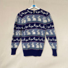 Load image into Gallery viewer, 1980&#39;s Bunny Sweater Grey and Blue Wool