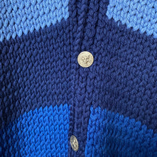 Load image into Gallery viewer, 1970&#39;s Blue Handknit Chunky Cardigan Sweater