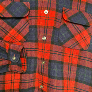 1950's Brent Red Plaid Wool Button Down