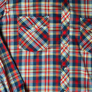 1970's Western Button Down Red and Blue JC Penney