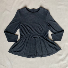 Load image into Gallery viewer, 1980&#39;s Peplum Wool Knit Grey Shirt