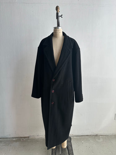 1990's Perfect Plus Size Black Wool Coat