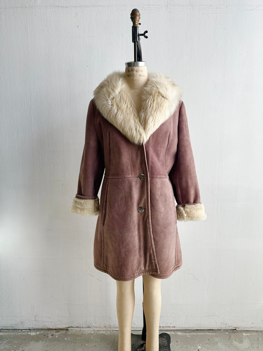 1970's Mauve and White Shearling Jacket