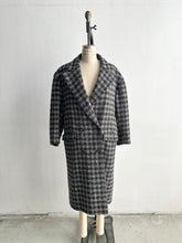 Load image into Gallery viewer, 1980&#39;s Long Gray Tweed Check Coat
