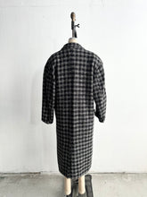 Load image into Gallery viewer, 1980&#39;s Long Gray Tweed Check Coat
