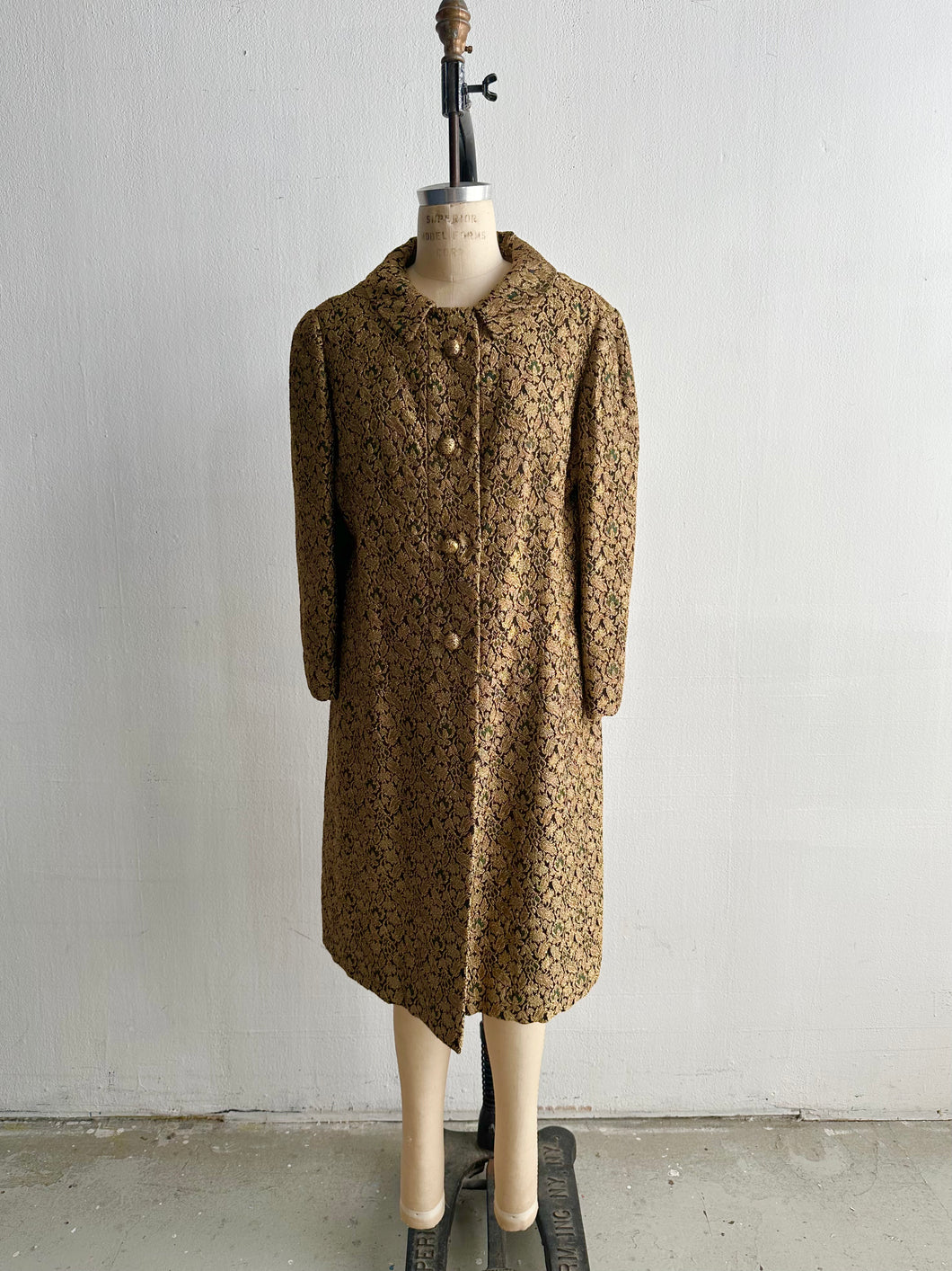 1960's Holt Renfrew Gold Lurex Brocade Coat
