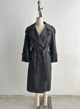 Load image into Gallery viewer, 1980&#39;s Black Wool Trench Coat