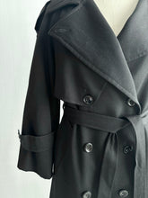 Load image into Gallery viewer, 1980&#39;s Black Wool Trench Coat