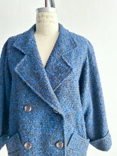 Load image into Gallery viewer, 1980&#39;s Black and Blue Wool Boucle Overcoat