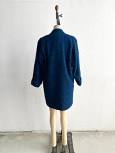 Load image into Gallery viewer, 1980&#39;s Black and Blue Wool Boucle Overcoat