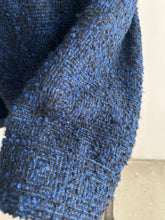 Load image into Gallery viewer, 1980&#39;s Black and Blue Wool Boucle Overcoat