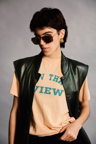 1990's Dark Green Roots Leather Bomber Vest