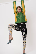 Load image into Gallery viewer, Green Leather Moto Jacket with Yellow Stripes