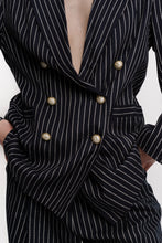 Load image into Gallery viewer, 1980&#39;s Two Piece Navy Pinstripe Pant Suit