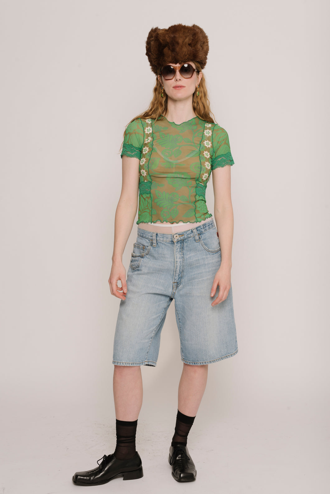 1990's Shady Baggy Light Wash Skater Long Jean Shorts