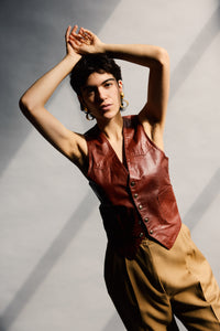 1970's Ox Blood Leather Vest