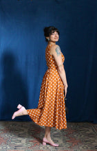 Load image into Gallery viewer, 1980's Cotton Burnt Sienna Polka Dot Dress with Pockets