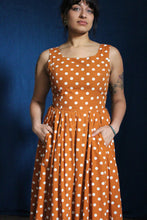 Load image into Gallery viewer, 1980's Cotton Burnt Sienna Polka Dot Dress with Pockets