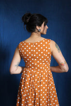 Load image into Gallery viewer, 1980's Cotton Burnt Sienna Polka Dot Dress with Pockets