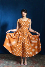 Load image into Gallery viewer, 1980's Cotton Burnt Sienna Polka Dot Dress with Pockets