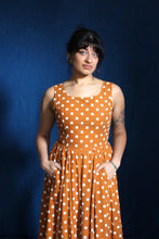 Load image into Gallery viewer, 1980's Cotton Burnt Sienna Polka Dot Dress with Pockets