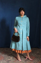Load image into Gallery viewer, 1970's Pale Blue Hooded Long Spring Coat